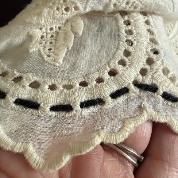 MINT by JODI ARNOLD | Embroidered Cotton Silk Eyelet Babydoll Split Neck Tee | 2 - Picture 8 of 11